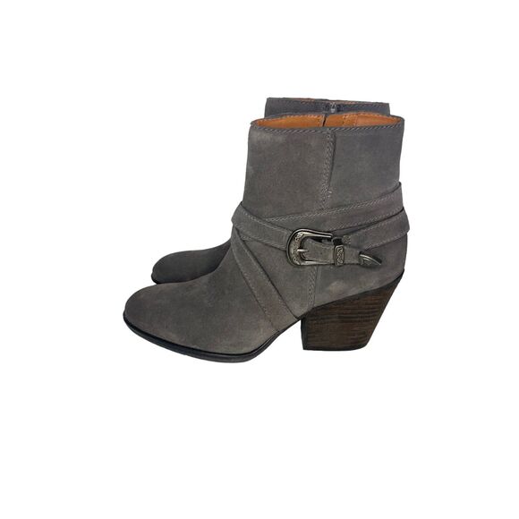 Zodiac Sammi Women's 8.5 M Gray Suede Leather Boot Bootie Western Buckle Accent - Picture 4 of 12